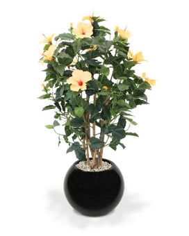 Hibiscus plante artificielle Deluxe 100 cm saumon