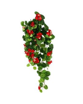 Géranium plante artificielle en chute rouge 90 cm