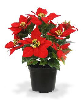 Poinsettia artificiel 40 cm rouge en pot