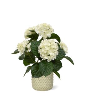 Plante artificielle Hortensia 40 cm creme en pot