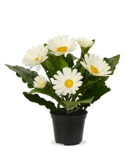 Gerbera plante artificielle 30 cm crème en pot