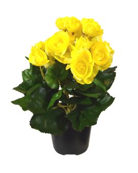 Bégonia plante artificielle de 20 cm jaune en pot
