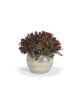 Mini Herbe de Buis artificiel de 15 cm burgundy en pot