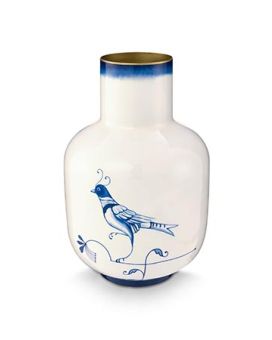 Pip Studio Vase Métal Blue Bird Bleu 30cm