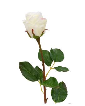 Bouton de Rose branche artificielle 52 cm blanc