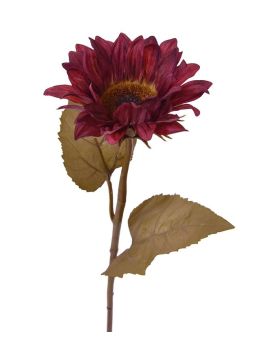 Branche de Tournesol artificiel M 65 cm burgundy