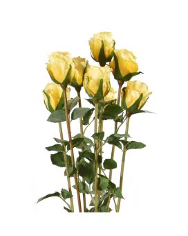 Bouquet de 8 roses artificiels de 70 cm jaune