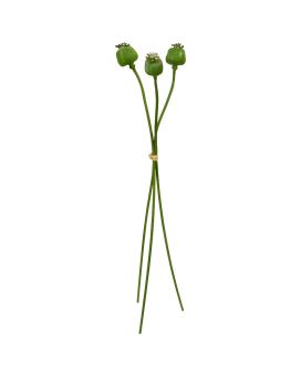 Branche de pavot artificiel x3 55cm vert