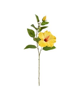 Branche artificielle d'hibiscus 65cm - jaune
