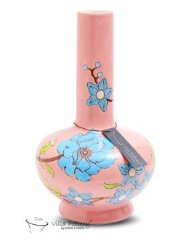 Vase Happy Flowers porcelaine 18x18x31cm rose bleu