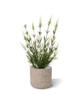 Lavande plante artificielle 50 cm UV blanc en pot