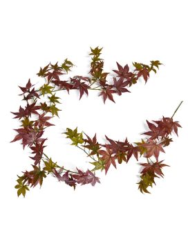 Guirlande d'érable automne artificielle de 180 cm bordeaux