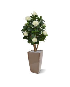 Hortensia plante artificielle sur tronc de 110 cm crème