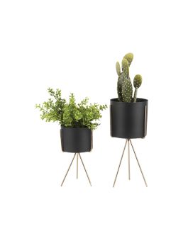 Set de pots de fleurs sur pied – noir